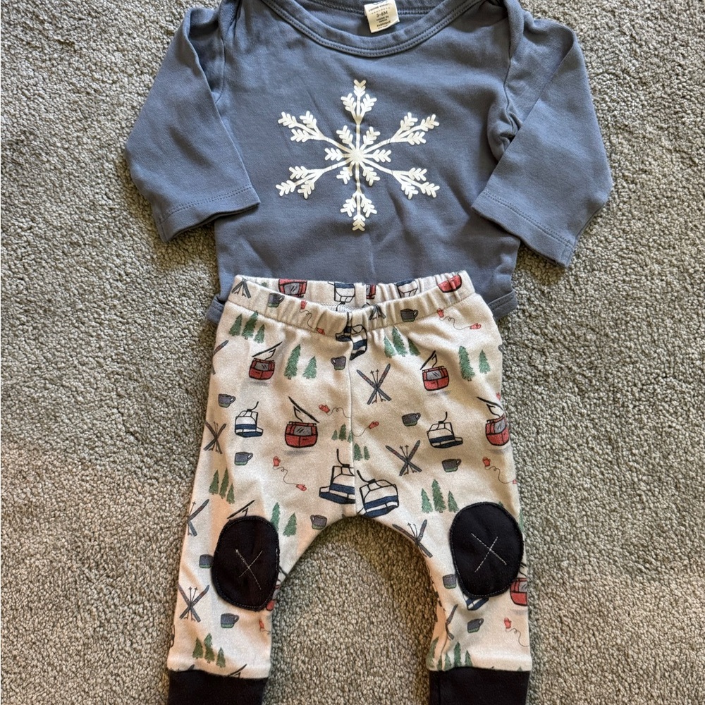 Alpine Baby Co. Snowflake Ski Baby Outfit with Printed Pants